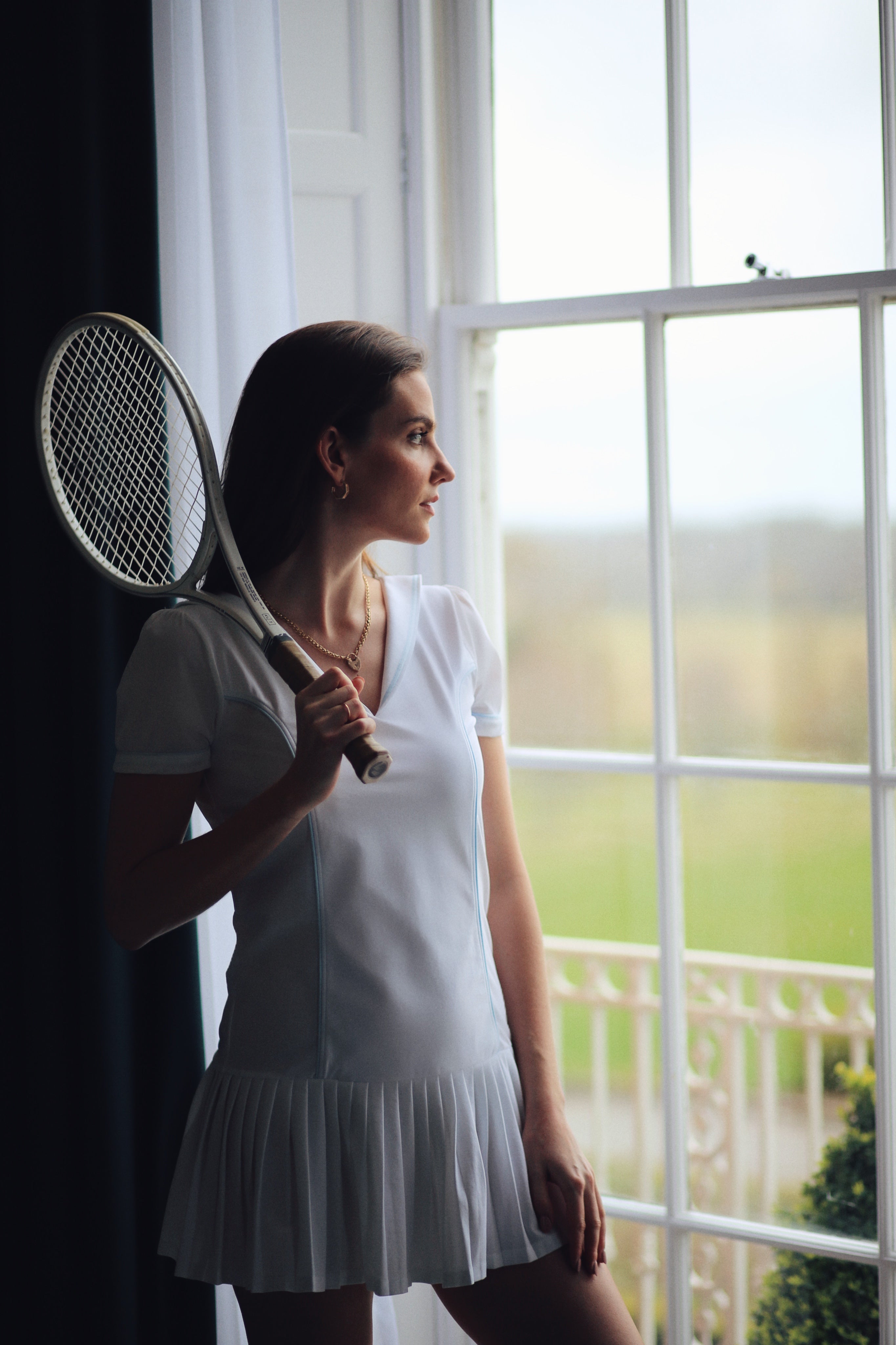 Luxury British Tennis Brand Sailor Collar Tennis Dress Pleats
